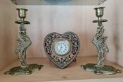 Vintage brass Crane Candlesticks
