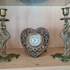 Vintage brass Crane Candlesticks