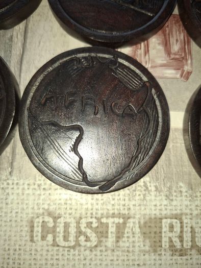 Beautiful Rare Full Set of African Hand Carved Wooden Place Mats with an Amazing Original Holder Postage Available,