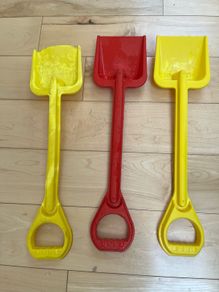 Set of three beach shovels