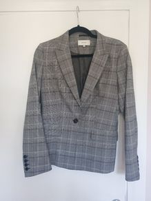 Reiss Grey Check Tailored Blazer - Good Condition - Size UK14, EU42, USA10