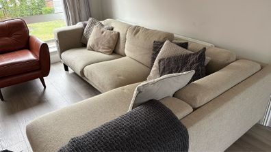 IKEA NOCKEBY 3-seater sofa with a left-hand chaise lounge (when seated)