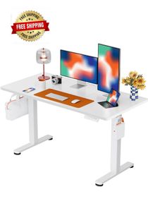 Electric Standing Desk Height Adjustable 120 x 60cm, Sit Stand Desk with 4 Memory Smart Pannel for Home Office with Splice Board
