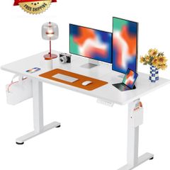 Electric Standing Desk Height Adjustable 120 x 60cm, Sit Stand Desk with 4 Memory Smart Pannel for Home Office with Splice Board