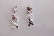"Hope" Ribbon Charm - Pandora Style / Lobster Clasp