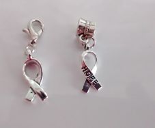 "Hope" Ribbon Charm - Pandora Style / Lobster Clasp