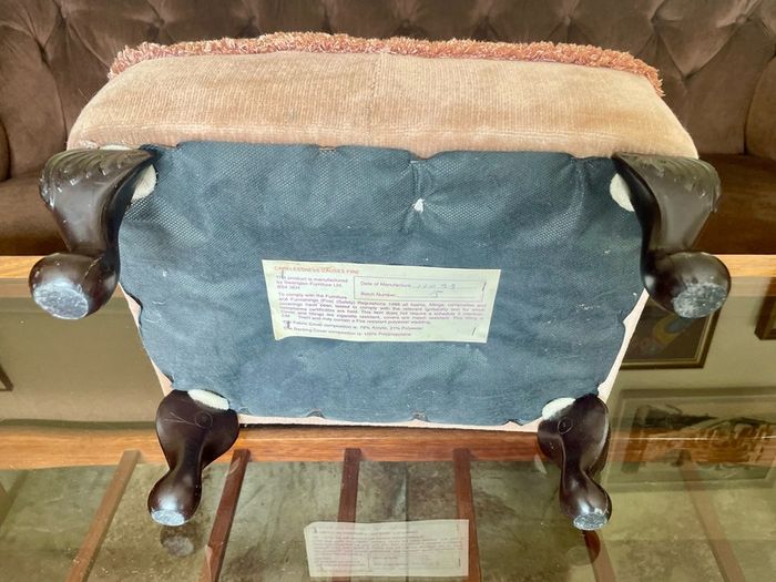 Vintage Low Square Dusty Pink Footstool 1980s Chic with Tassel Border