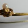 Vintage  Gold Tone Faux Pearl  Bar Brooch Image 4