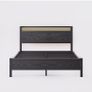 Double Bed Frame with LED Lights Storage Headboard,4ft6 Image 2