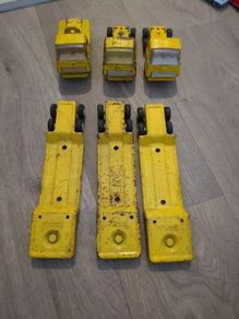 Vintage 1970s Tiny Tonka Pressed Steel Truck & Lowboy Trailer