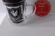 Liverpool F.C. Vintage 1984 Champions of Europe Pint Glass Tankard and 1986 F.A. Cup Final Beer Mat