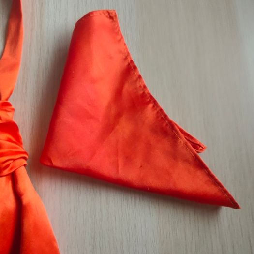 Orange tie and and pocket square set