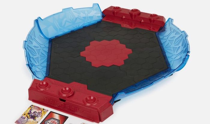 Wooden toy train set and Bakugan Stadiums