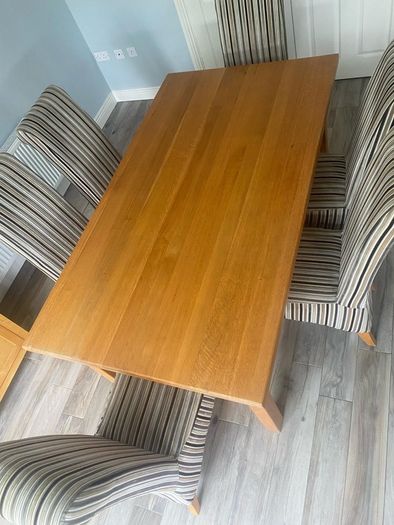 Light Oak Wood Table and 6 Chairs