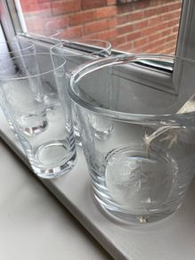 Etched Glasses & Ice Bucket Set