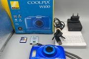 Nikon Coolpix W100 13.2MP Compact Digital Camera Blue - Waterproof - Boxed