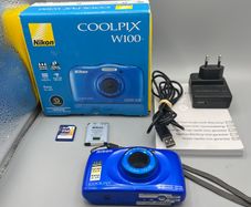 Nikon Coolpix W100 13.2MP Compact Digital Camera Blue - Waterproof - Boxed