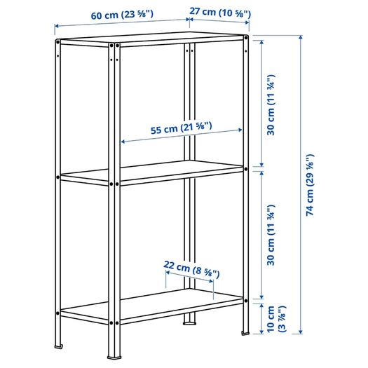 3  ikea shelving unit HYLLIS