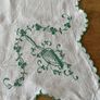 Vintage white linen table cloth with Harp and shamrocks Image 3