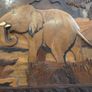 Vintage Wood Inlay Wall Panel Elephants Image 2