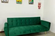 Luxury Velvet Sofa Bed with Golden Legs green