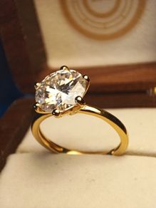18ct Gold Plated Vermeil Large Moissanite Solitaire Ring