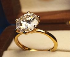 18ct Gold Plated Vermeil Large Moissanite Solitaire Ring