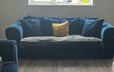 Blue 3 seater sofa