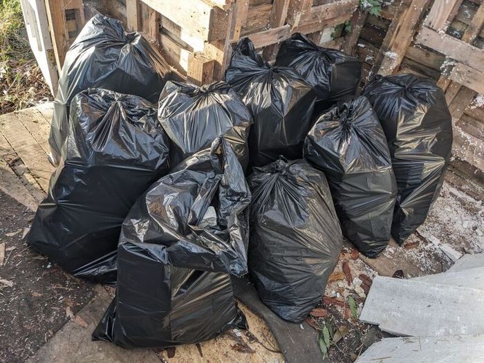 9 bags of broken Styrofoam and these lengths of it too