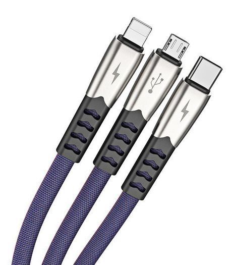 New 1.2m Premium Fast 3 in 1 for iPhone Type C Micro USB Cable Charger #912