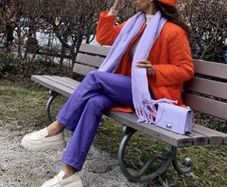 Zara Purple Faux Leather Straight Leg Trousers  Size XL UK 14