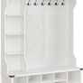White 4 in 1 Entryway Coat Rack with Shoe Storage and Bench Modern Country Image 2