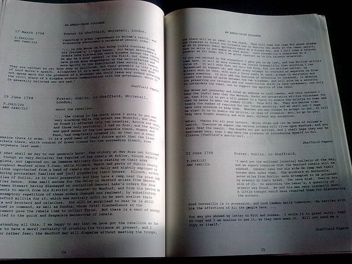 Calendar of correspondence John Foster & Lord Sheffield 1774-1821 Ireland Irish
