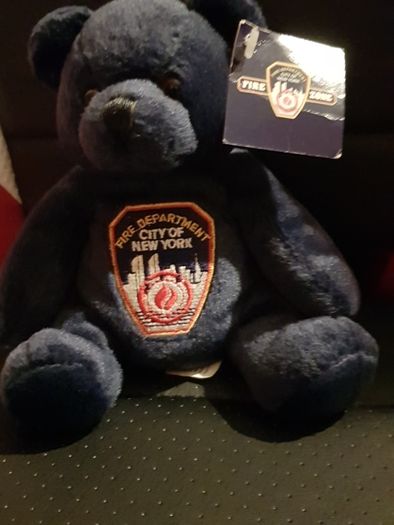 FDNY New York City Fire Department Plush 6" Bear 2002 Blue W/ Tag.