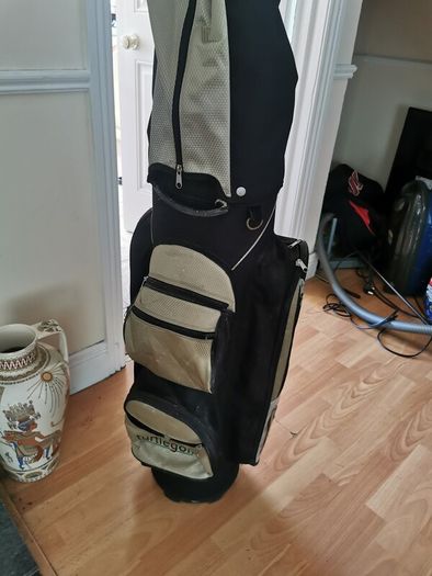 golf clubs and bag