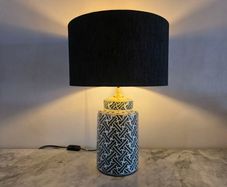 Dar Lighting Reese Ceramic Table Lamp with Black Gold Shade
