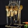 24 piece  set Stainless steel flatware set plastic handle  Knife spoon hanger Image 4