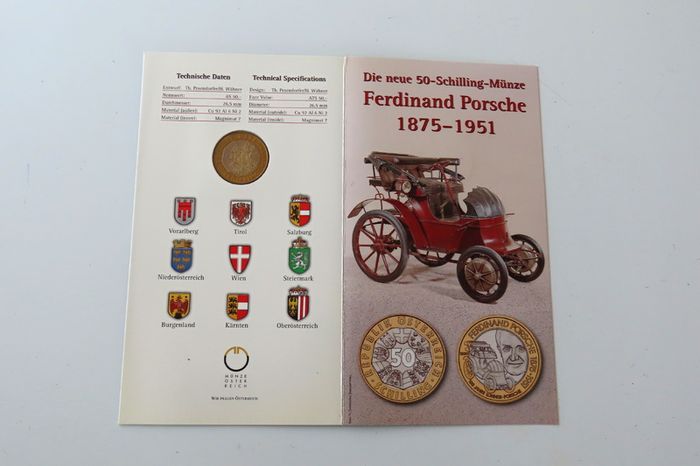 Porsche Coincard | Ferdinand Porsche | Special UNC Austria 50 schilling 2000