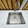 Narrow Sink Along With Vanity Unit And Pipes; Kitchen Sink And Quartz Worktop Unit With Wooden Inparts Image 4
