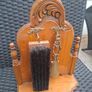 Rare Antique Carved wood/Brass Shoe Horn & Brush Stand Set Image 6