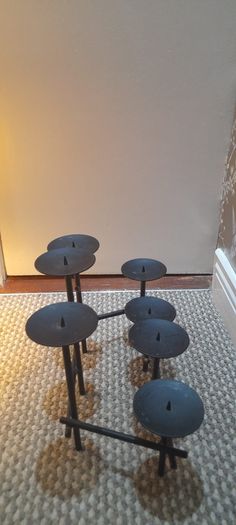 Wrought iron Metal Pillar Candle Holder and Wine Rack
