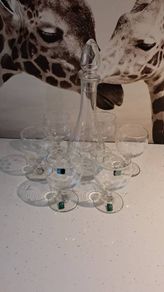Vintage Irish made decanter and 6 glasses.
