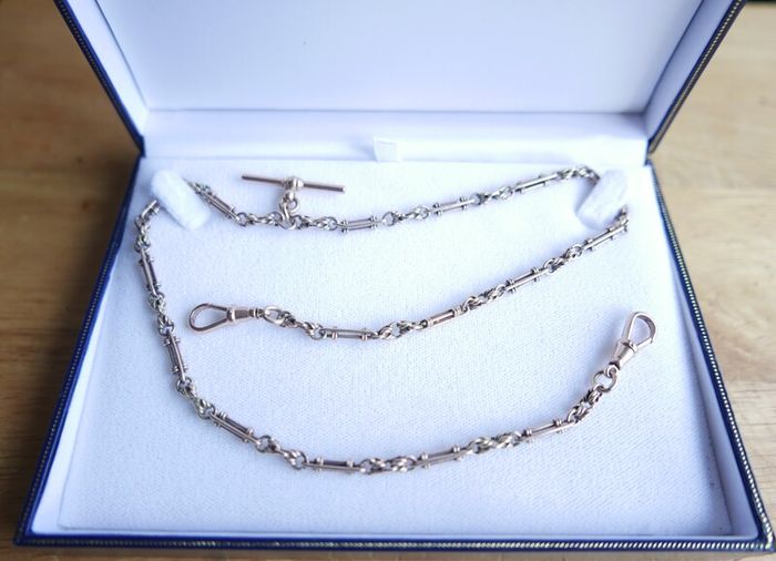 Victorian  heavy real 9 Carat Gold Albert or Necklace Chain with T-Bar length 20" - 24,3g