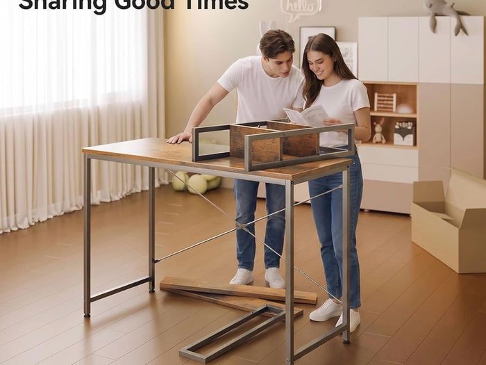 Small Desk 100 x 40 cm, Office Desk with Shelves, Vintage Brown Computer Desk with Multi-Tier Storage Bookshelf, Study Desk for Working, Writing, Makeup, Easy Assembly, for Small Spaces