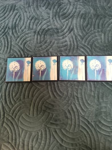 4 X  cup Coasters with flower.