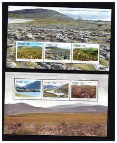2011 Ireland National Parks of Ireland Pair Commemorative Stamps Miniature Sheets (55c & 82) (Ballycroy, The Burren, Connemara, Gleneagh, Killarney & Wicklow Mountains) Mint Never Hinged (MNH)