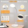 60 LED Desk Lamp with USB Charging Ports  Dimmable Table Lamp with 3 Color Temps, 5 Brightness, 4 Timers, 15W Flexible Gooseneck Light with Base, Eye-Caring Reading Light for Home Office, Bedroom Image 8