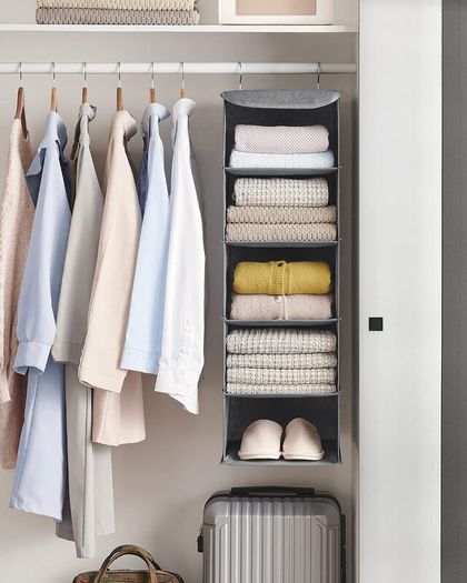 SONGMICS Hanging Wardrobe Storage Organiser Foldable - Brand New