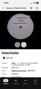 Pulp fiction (pump friction) 12" vinyl drum b bass