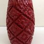 Amazingly Detailed Hand-Carved and Painted Wooden Bottle-Shaped Vase in Red - A Real Unusual Item, Carving reminiscent of a Pineapple! Image 4
